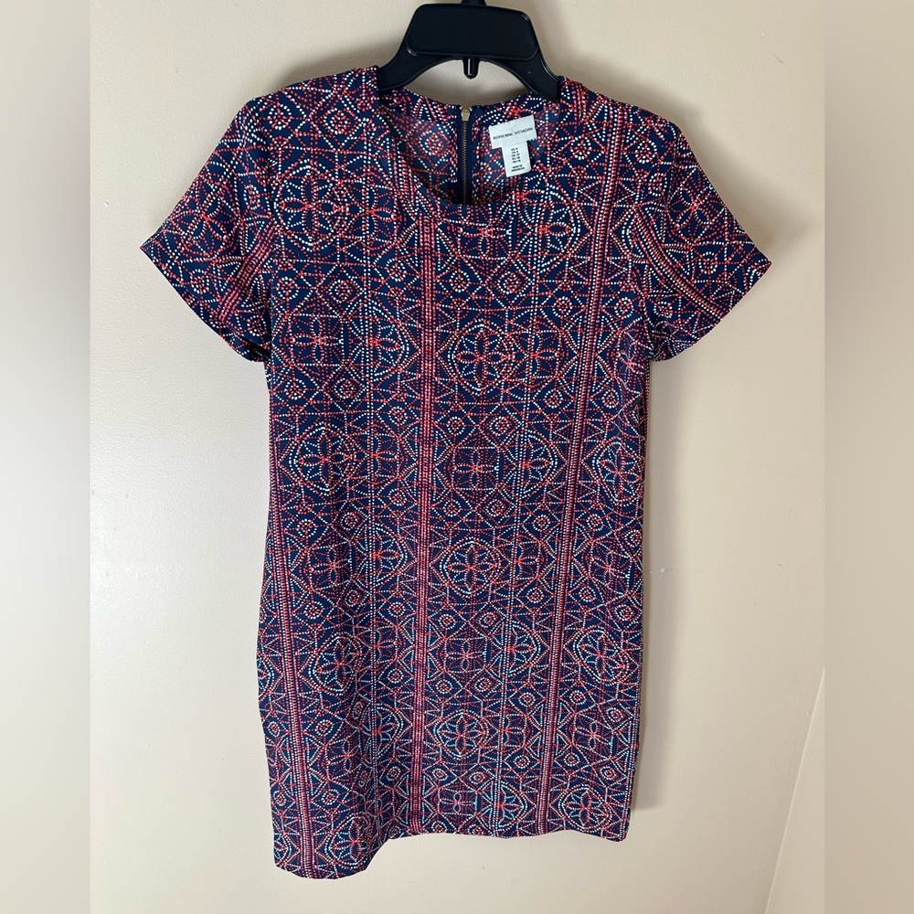 Geometric Patterned Dress in Red and Blue